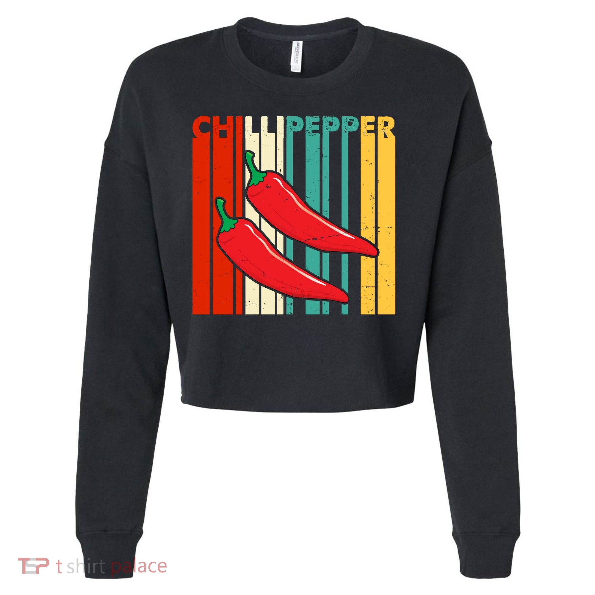 Chillipepper Retro Sunset Cropped Pullover Crew