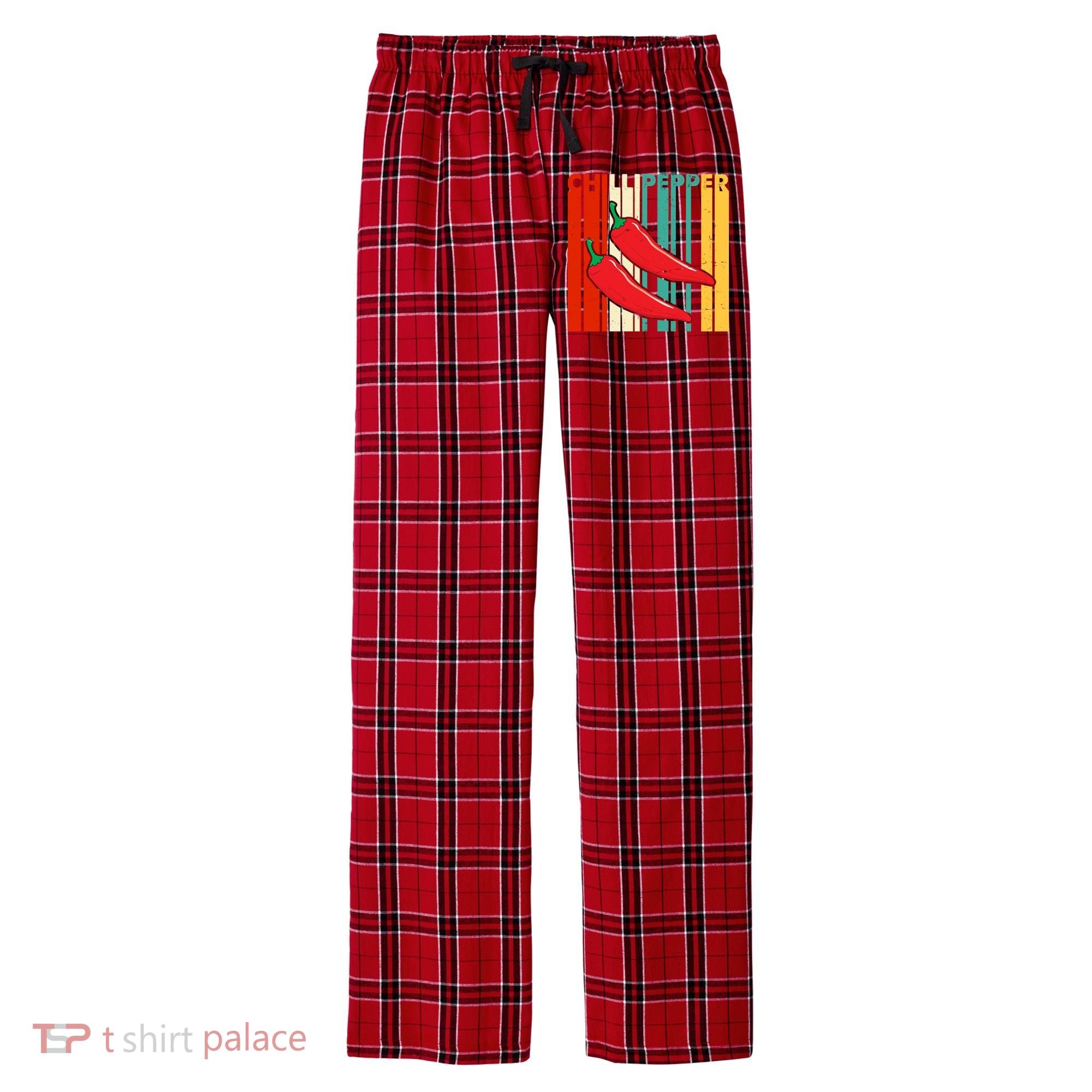 Chillipepper Retro Sunset Men's Flannel Plaid Pajama Pants