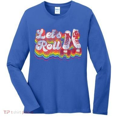 Cool Roller Skating Skate 1970S Retro Women's Long Sleeve Shirt
