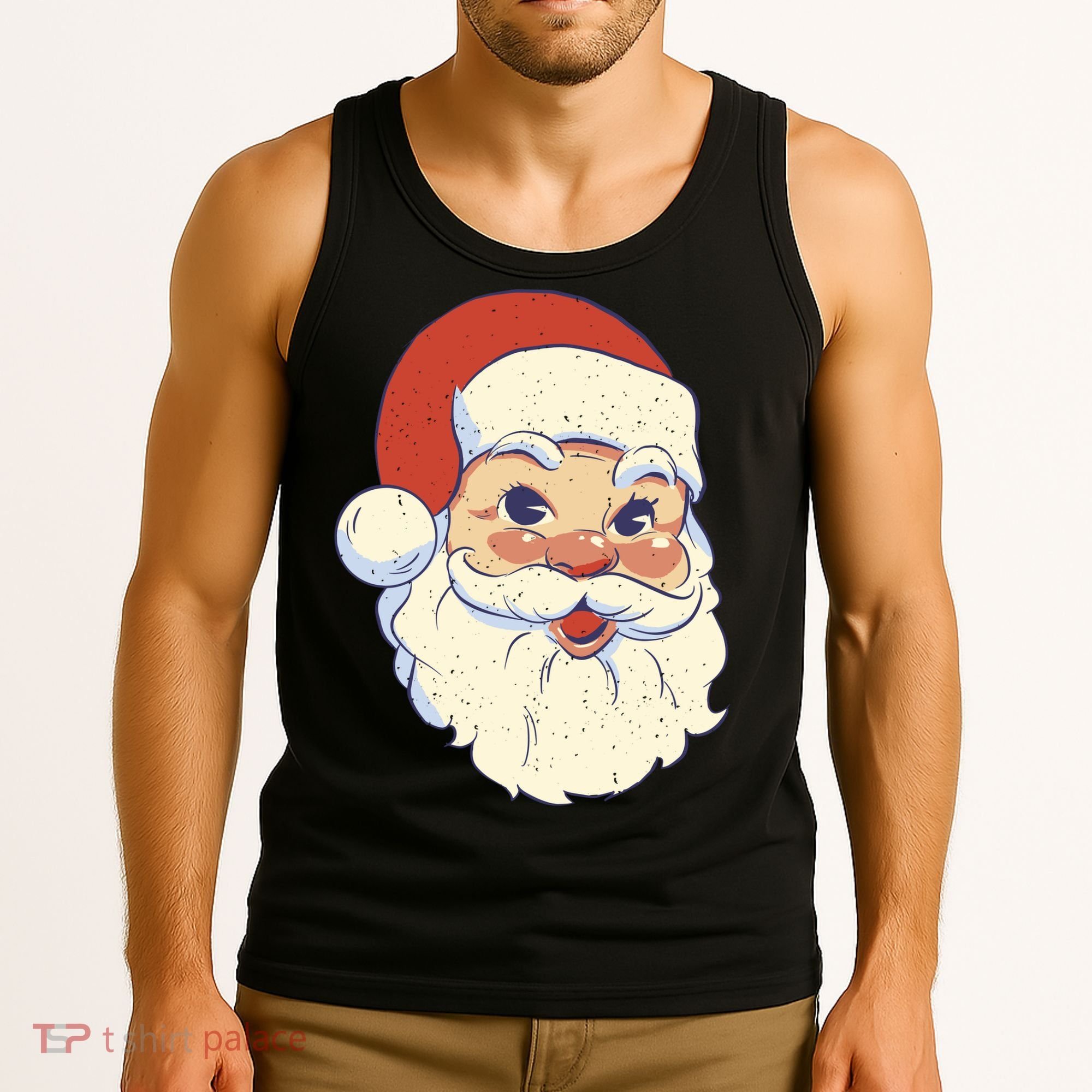 Cute Retro Santa Claus Holiday Tank Top