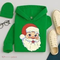 Cute Retro Santa Claus Holiday Hoodie thumb 4