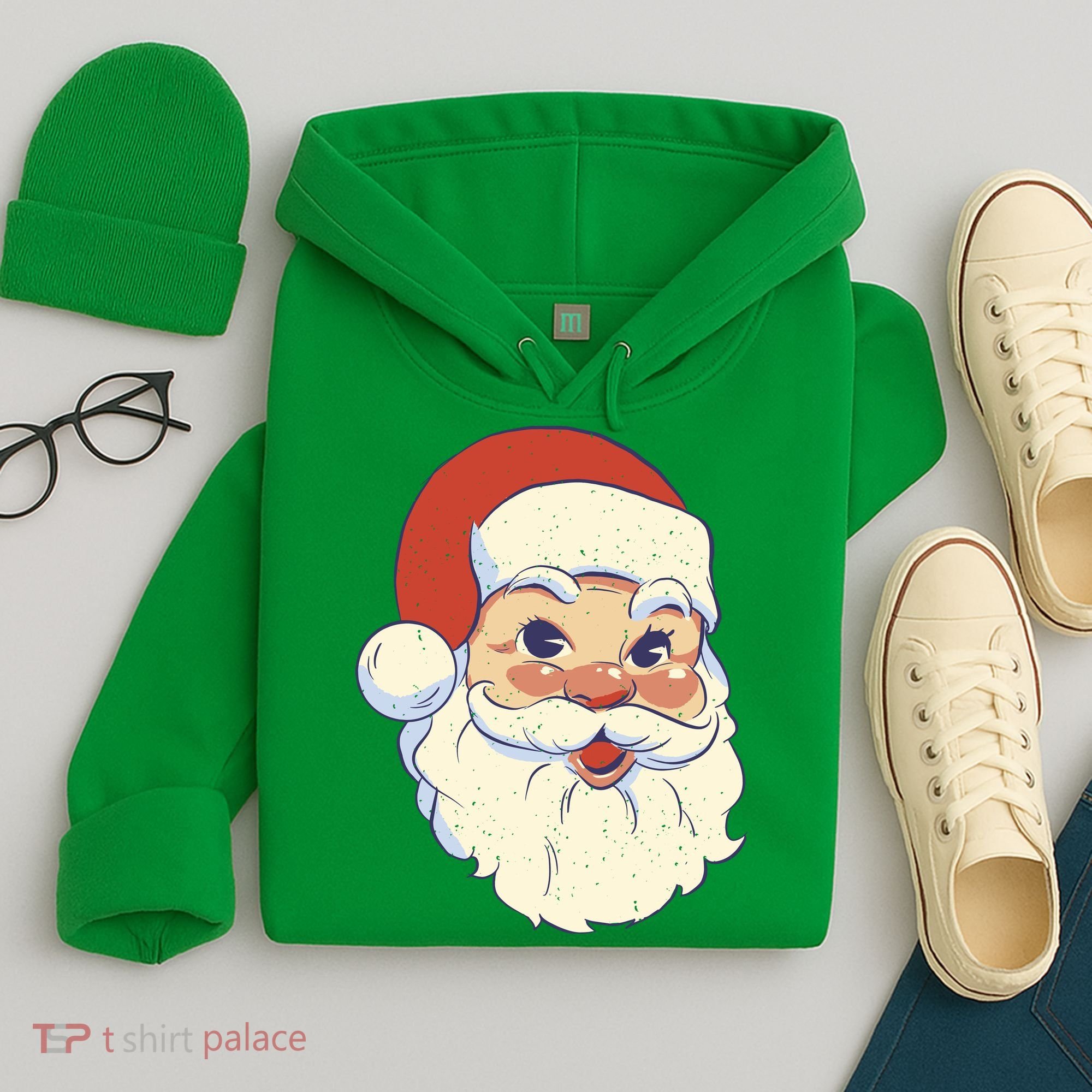 Cute Retro Santa Claus Holiday Hoodie