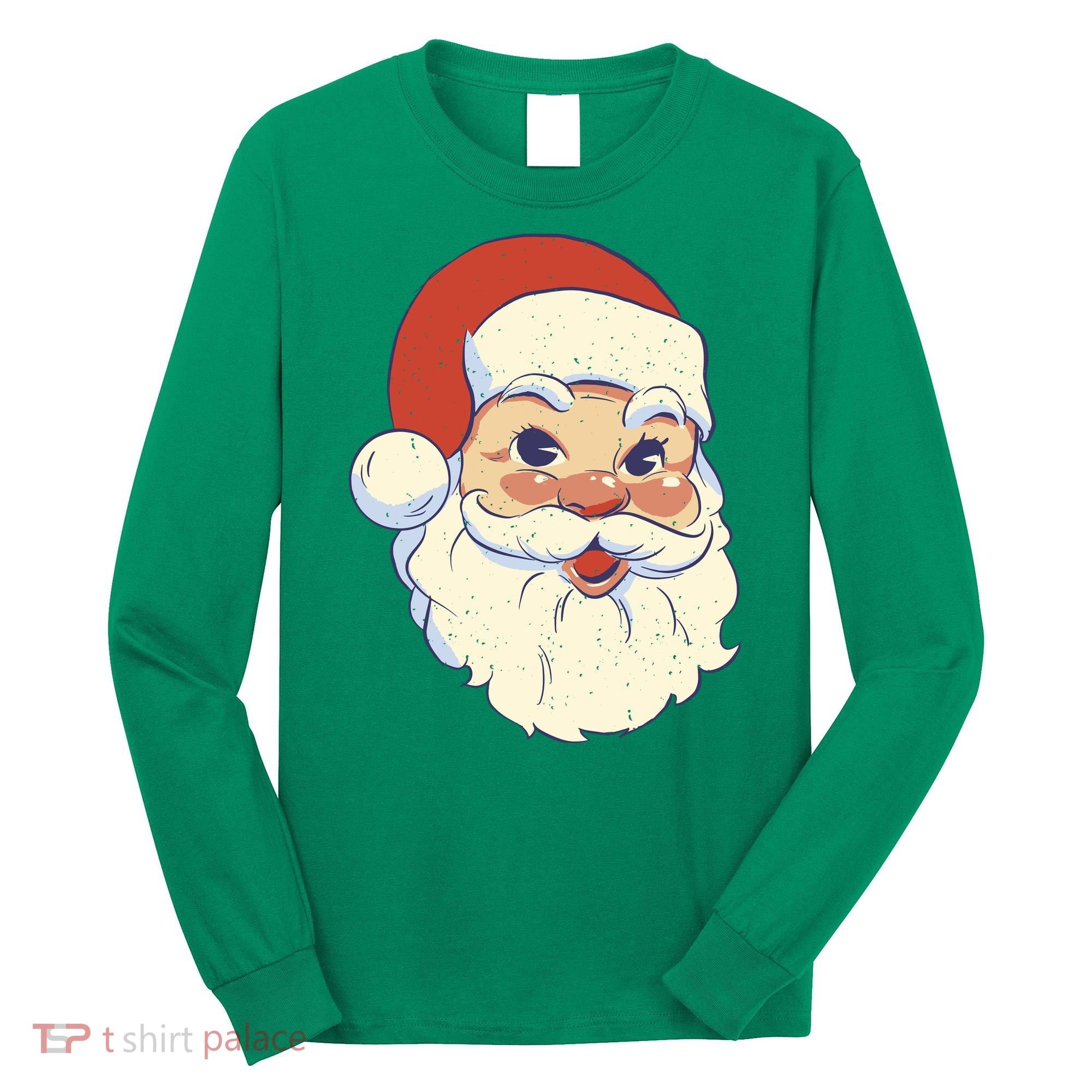 Cute Retro Santa Claus Holiday Long Sleeve Shirt