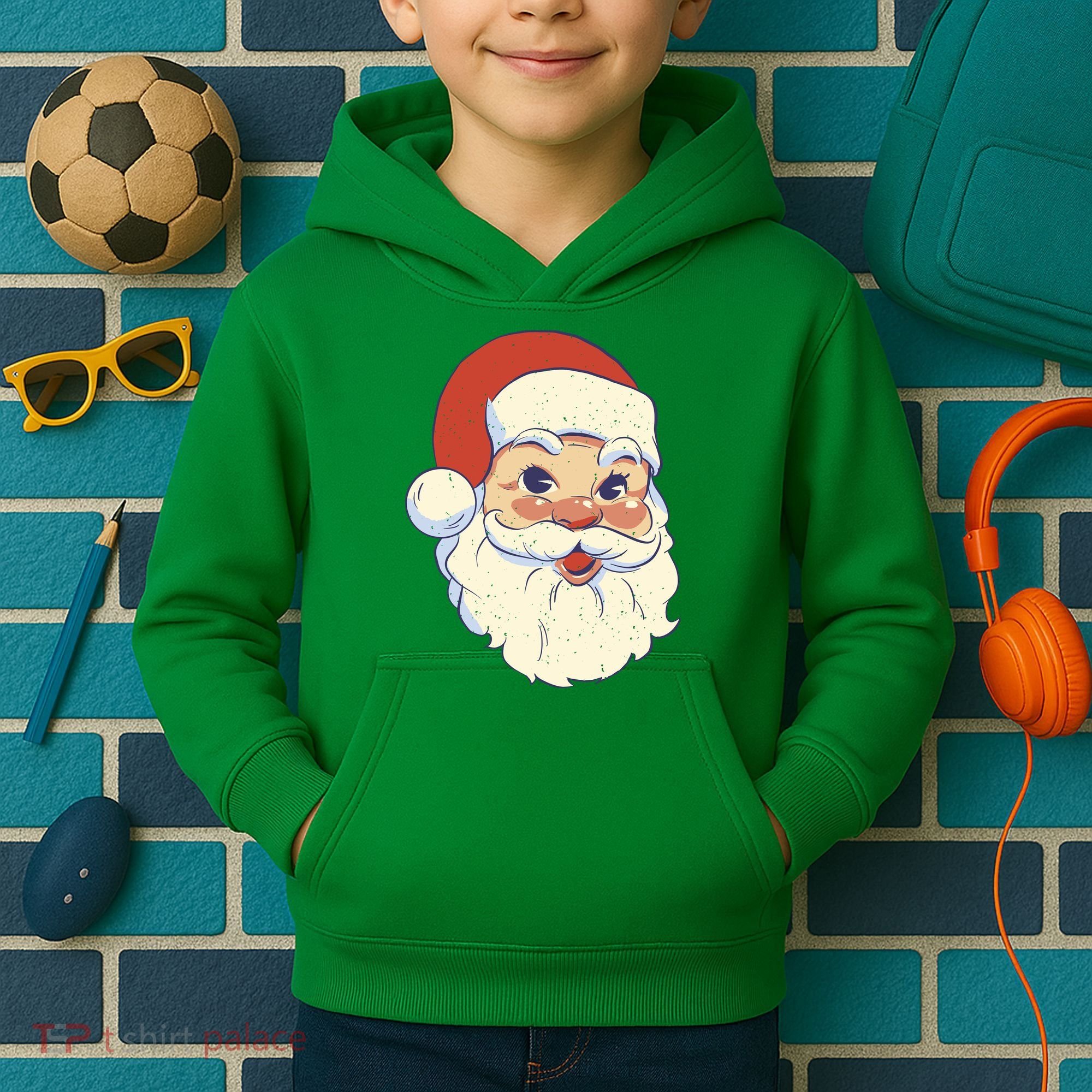 Cute Retro Santa Claus Holiday Kids Hoodie