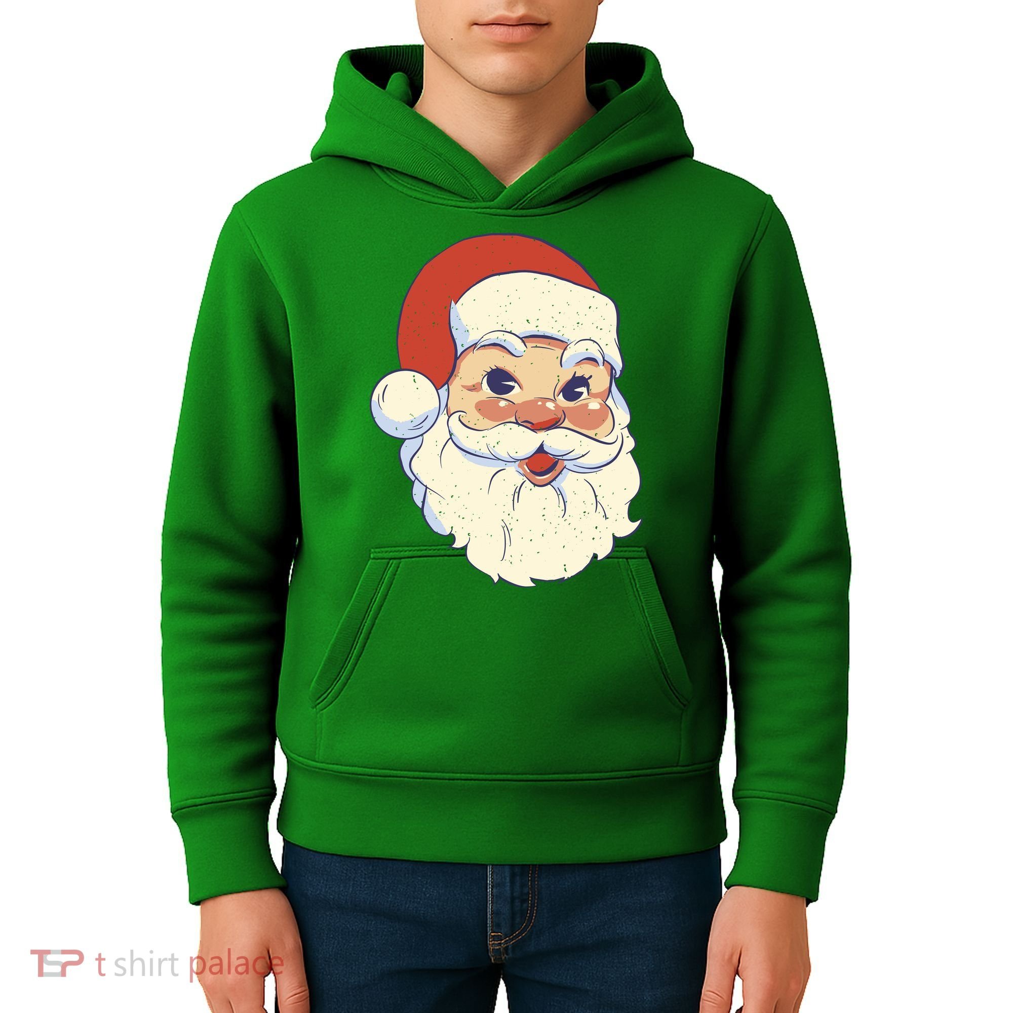 Cute Retro Santa Claus Holiday Kids Hoodie