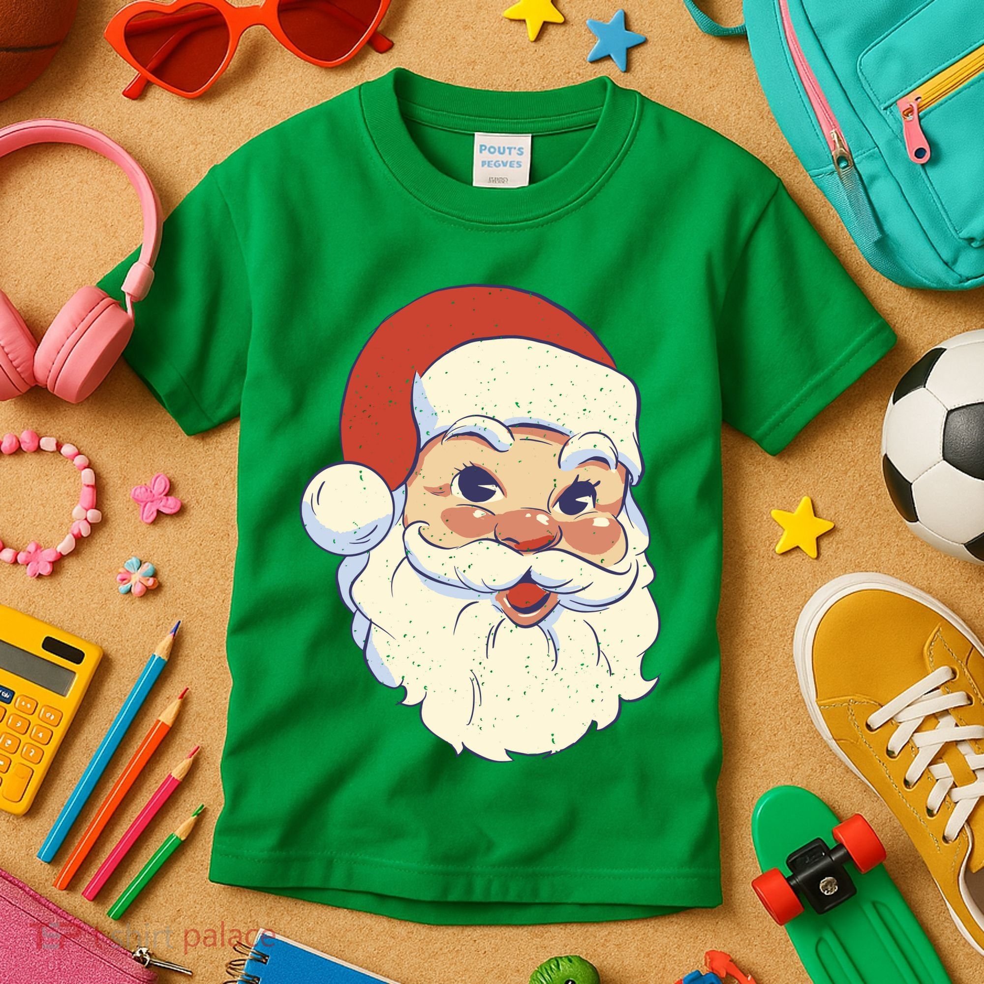 Cute Retro Santa Claus Holiday Kids T-Shirt