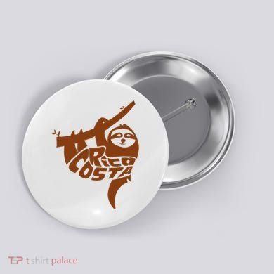 Costa Rica Sloth Word Art Funny Animal Button