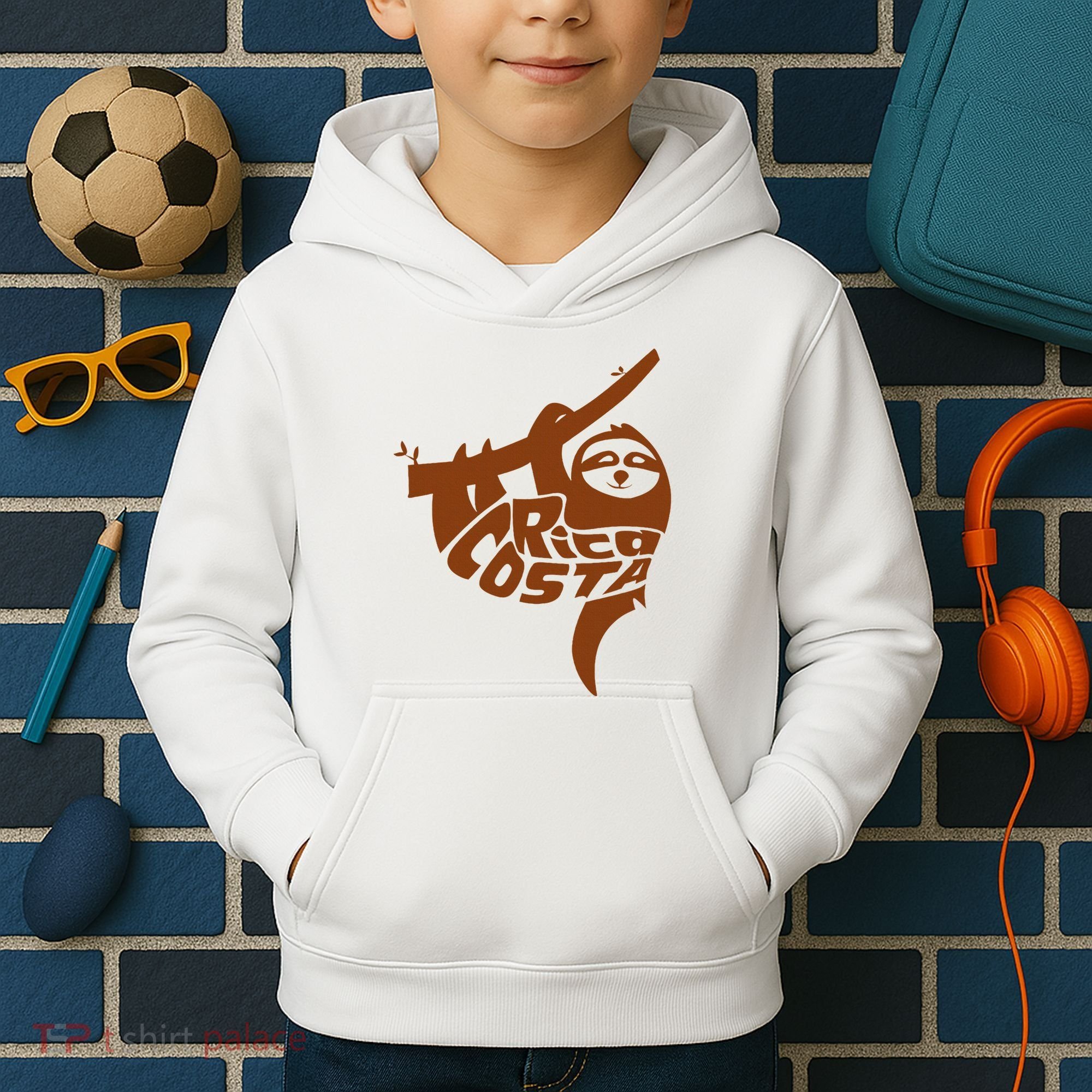 Costa Rica Sloth Word Art Funny Animal Kids Hoodie
