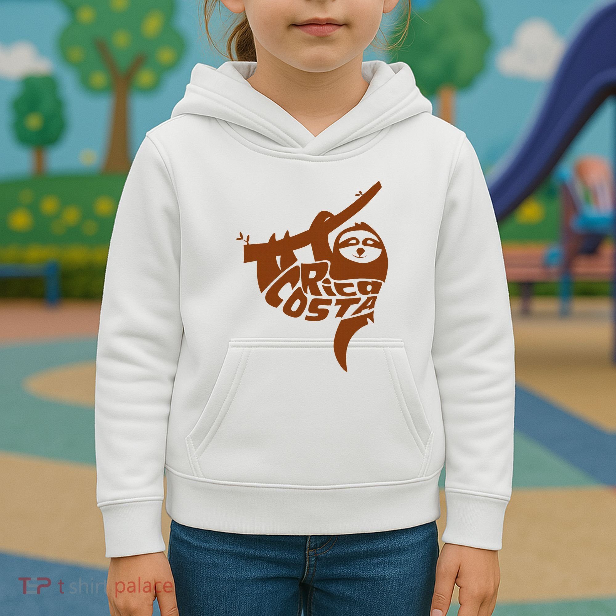 Costa Rica Sloth Word Art Funny Animal Kids Hoodie