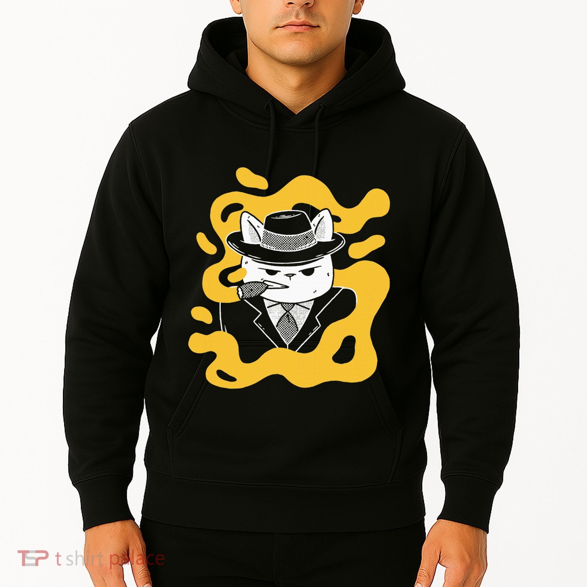 Cool Retro Style Gangster Mob Boss Cat Cigar Hoodie