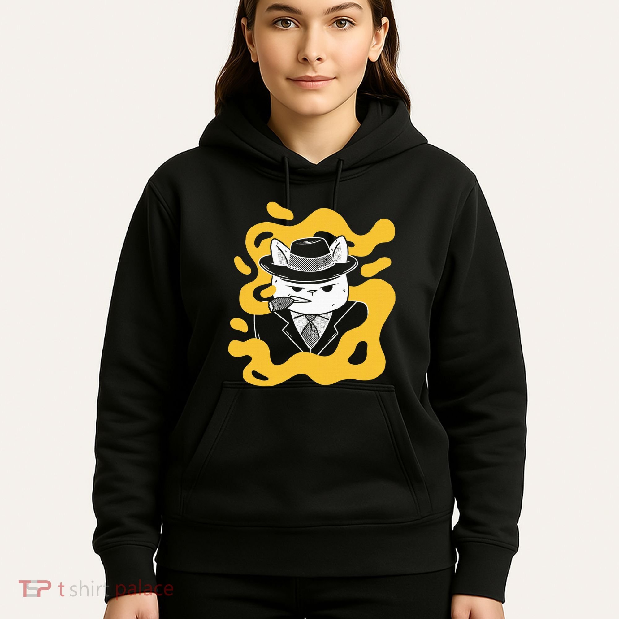 Cool Retro Style Gangster Mob Boss Cat Cigar Hoodie