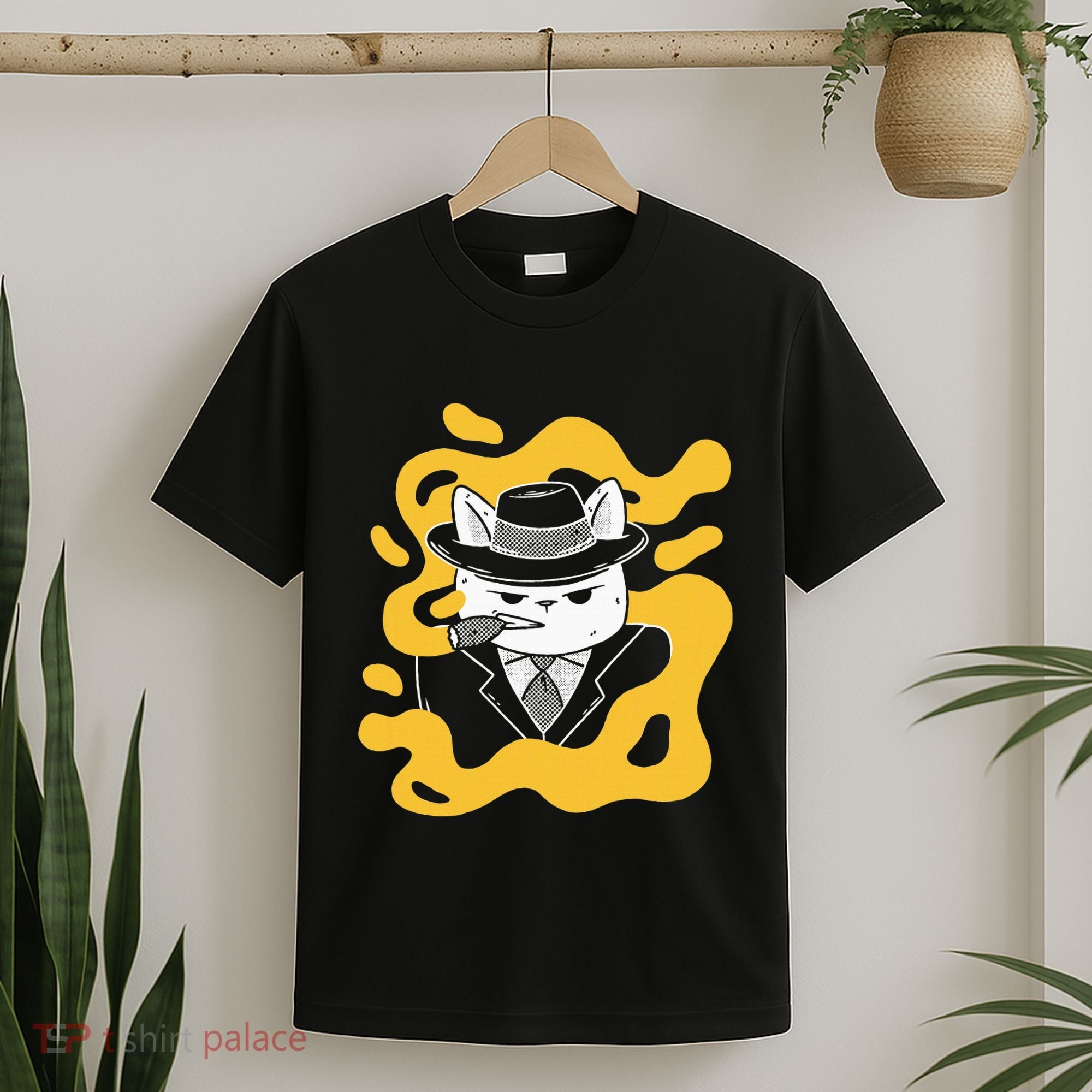 Cool Retro Style Gangster Mob Boss Cat Cigar T-Shirt