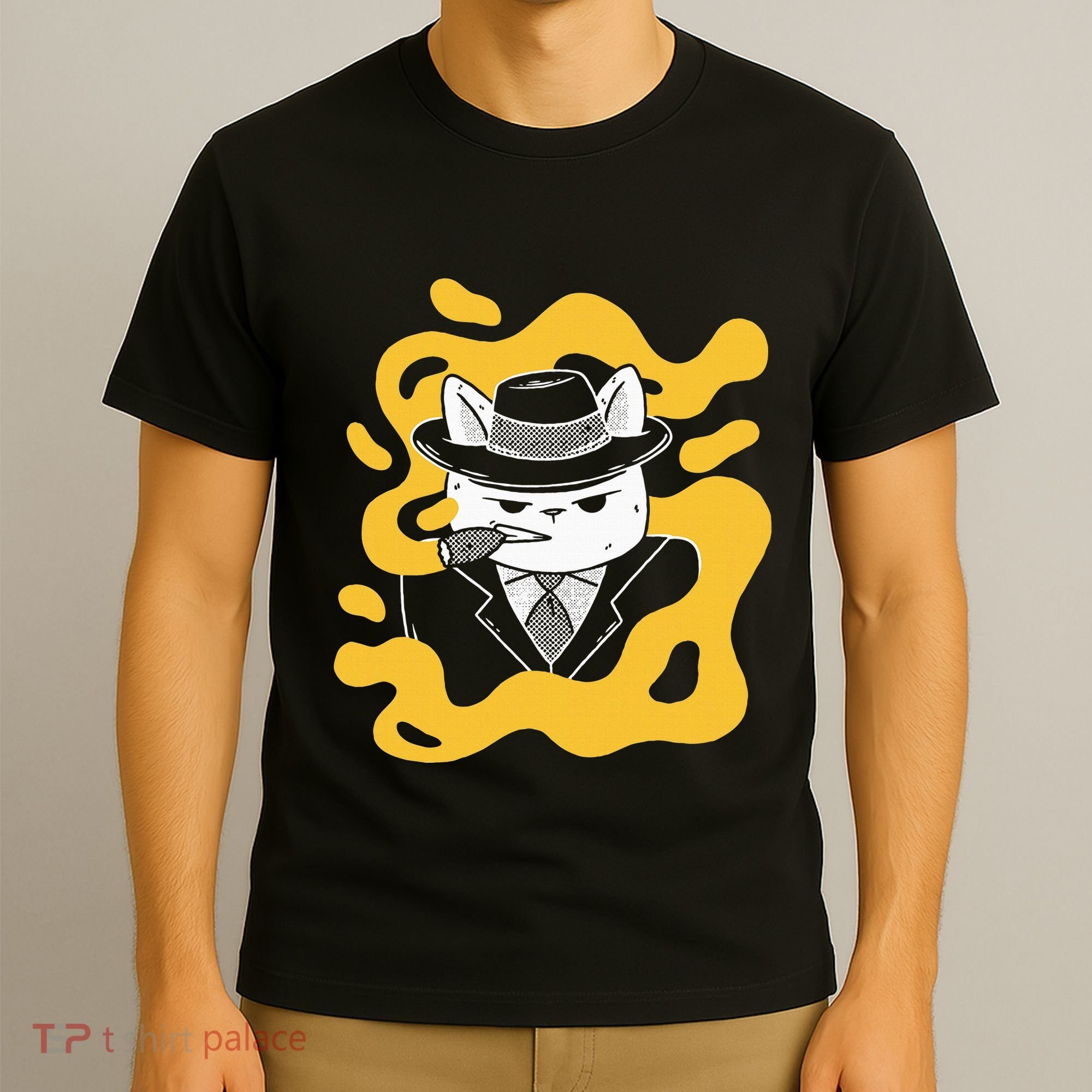 Cool Retro Style Gangster Mob Boss Cat Cigar T-Shirt