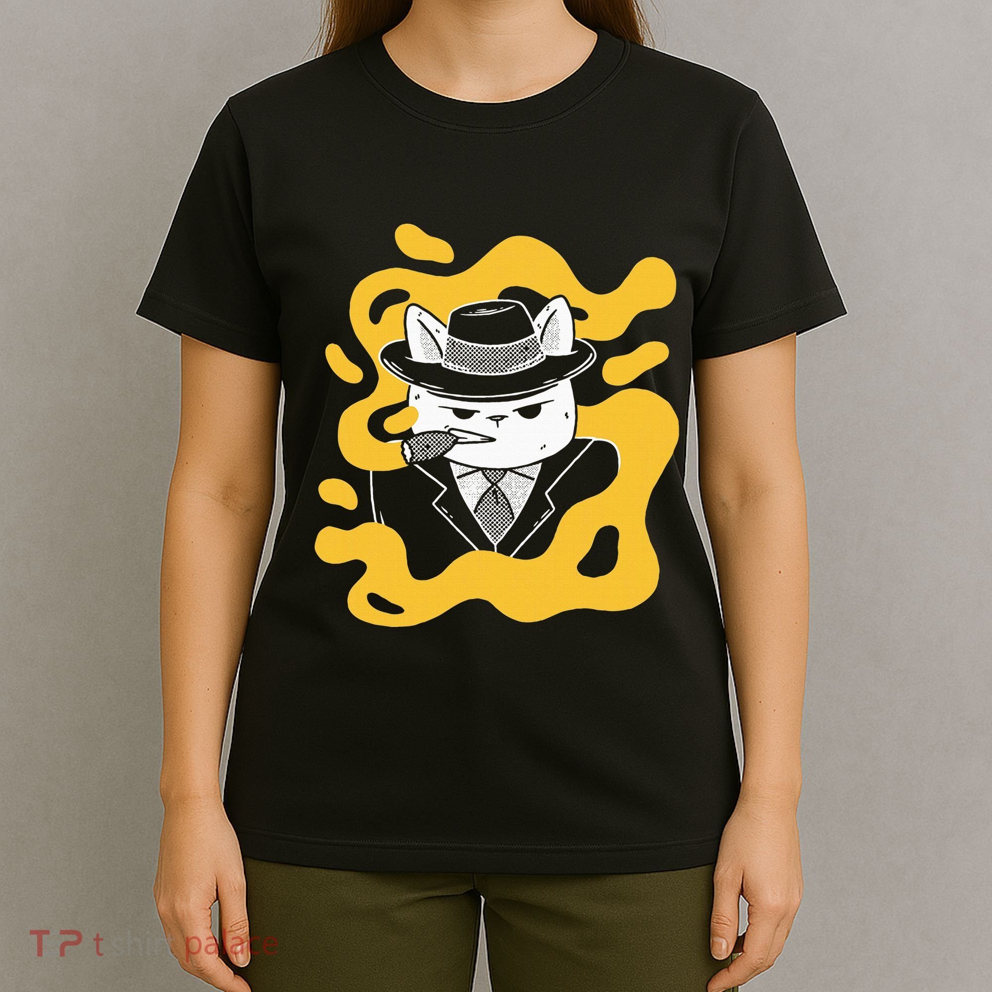 Cool Retro Style Gangster Mob Boss Cat Cigar T-Shirt