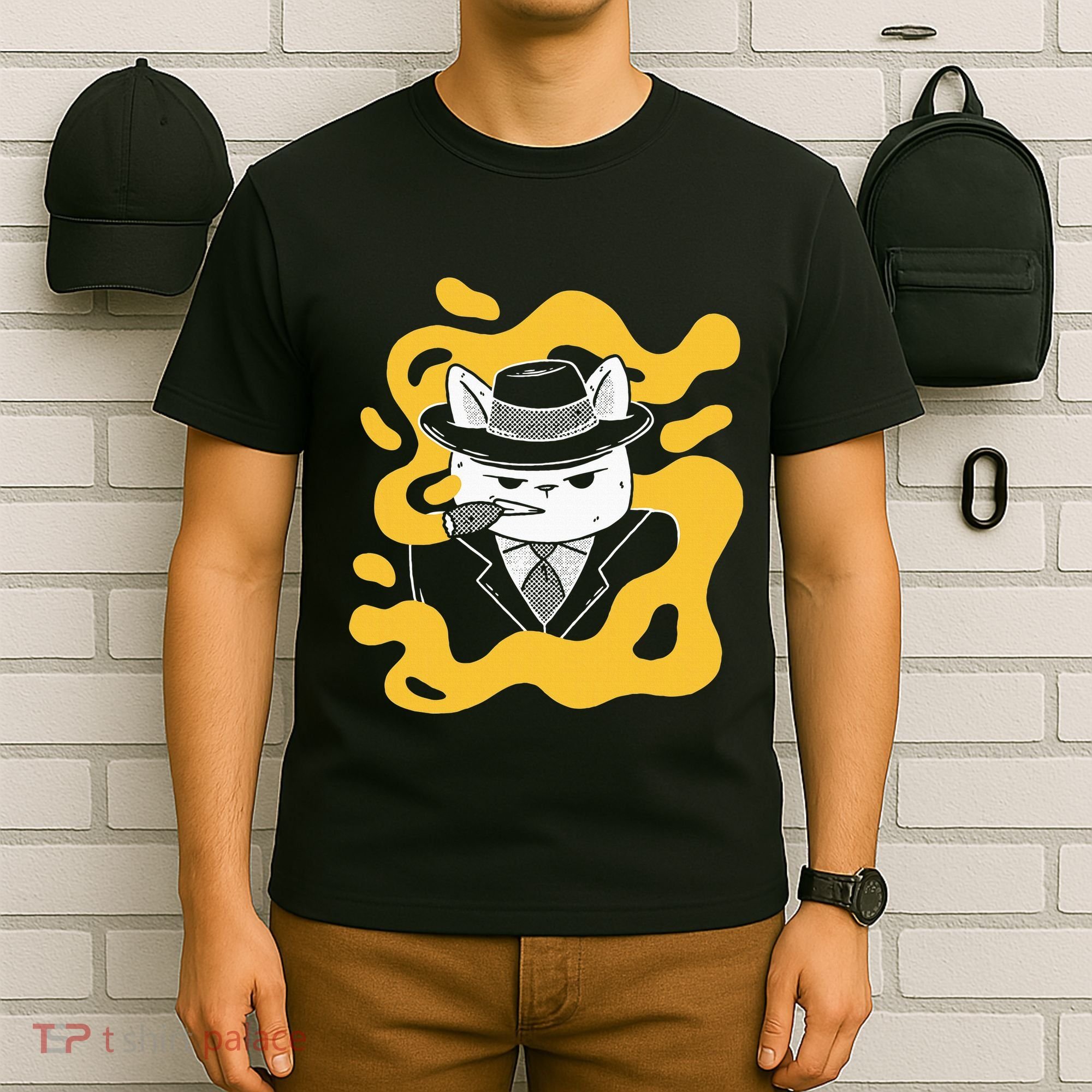 Cool Retro Style Gangster Mob Boss Cat Cigar T-Shirt