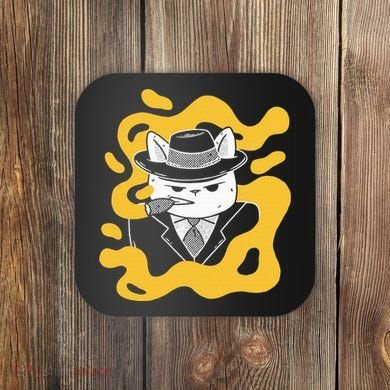 Cool Retro Style Gangster Mob Boss Cat Cigar Coaster