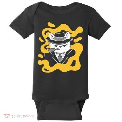 Cool Retro Style Gangster Mob Boss Cat Cigar Baby Bodysuit