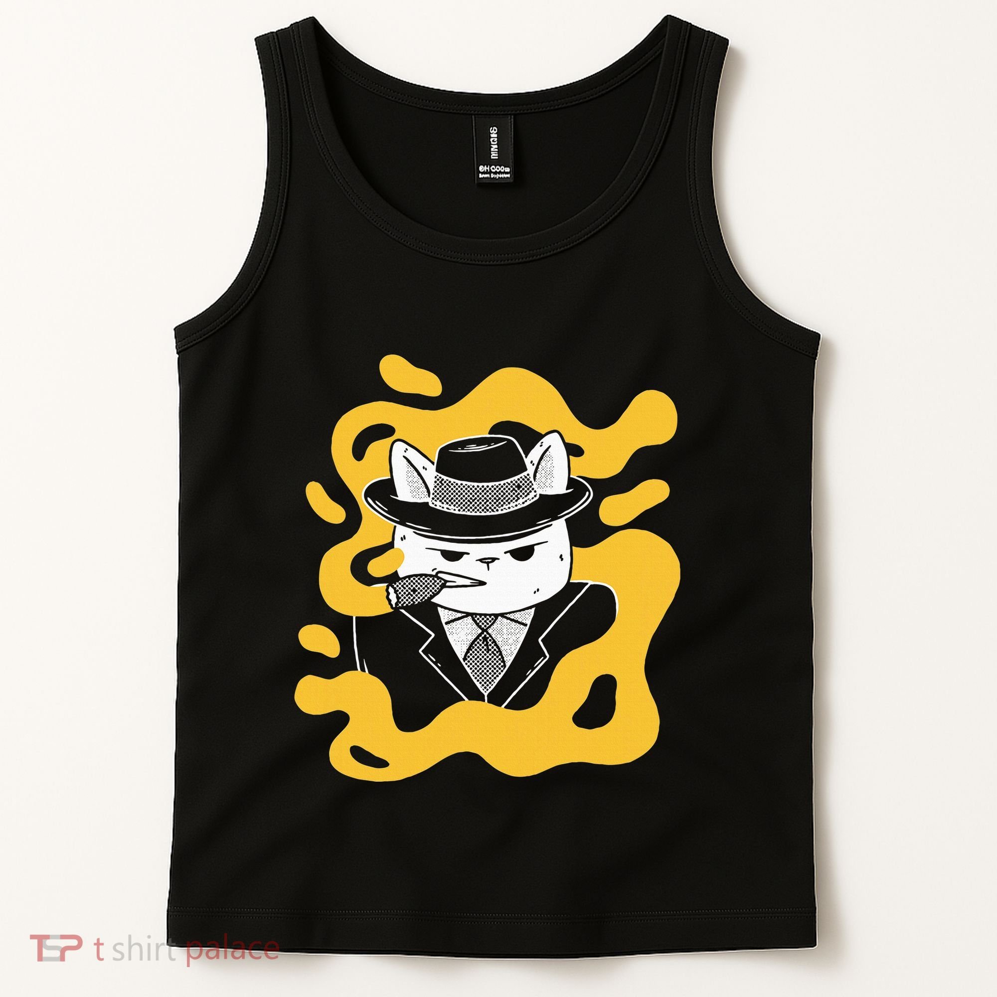 Cool Retro Style Gangster Mob Boss Cat Cigar Tank Top