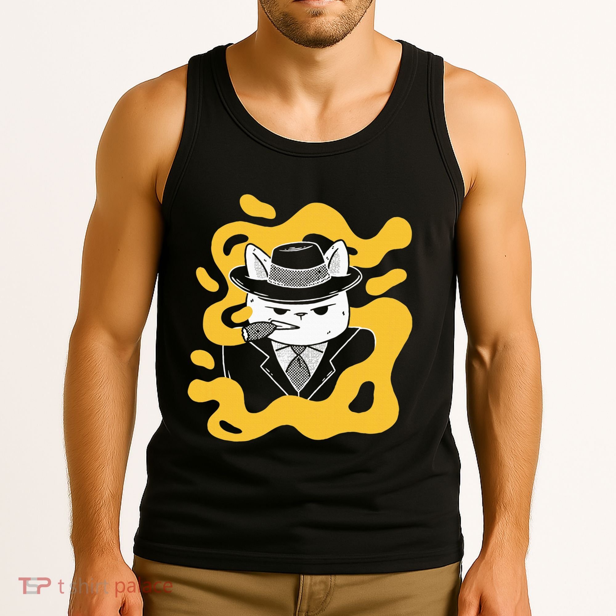 Cool Retro Style Gangster Mob Boss Cat Cigar Tank Top