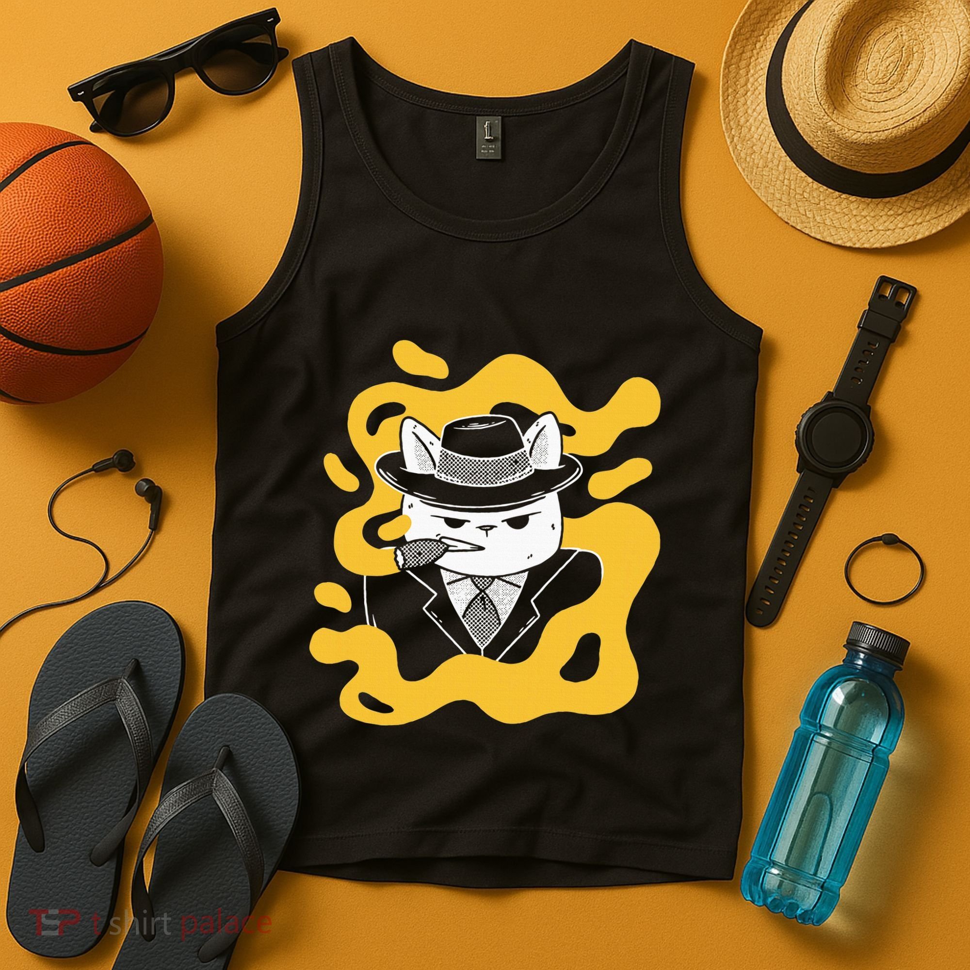 Cool Retro Style Gangster Mob Boss Cat Cigar Tank Top