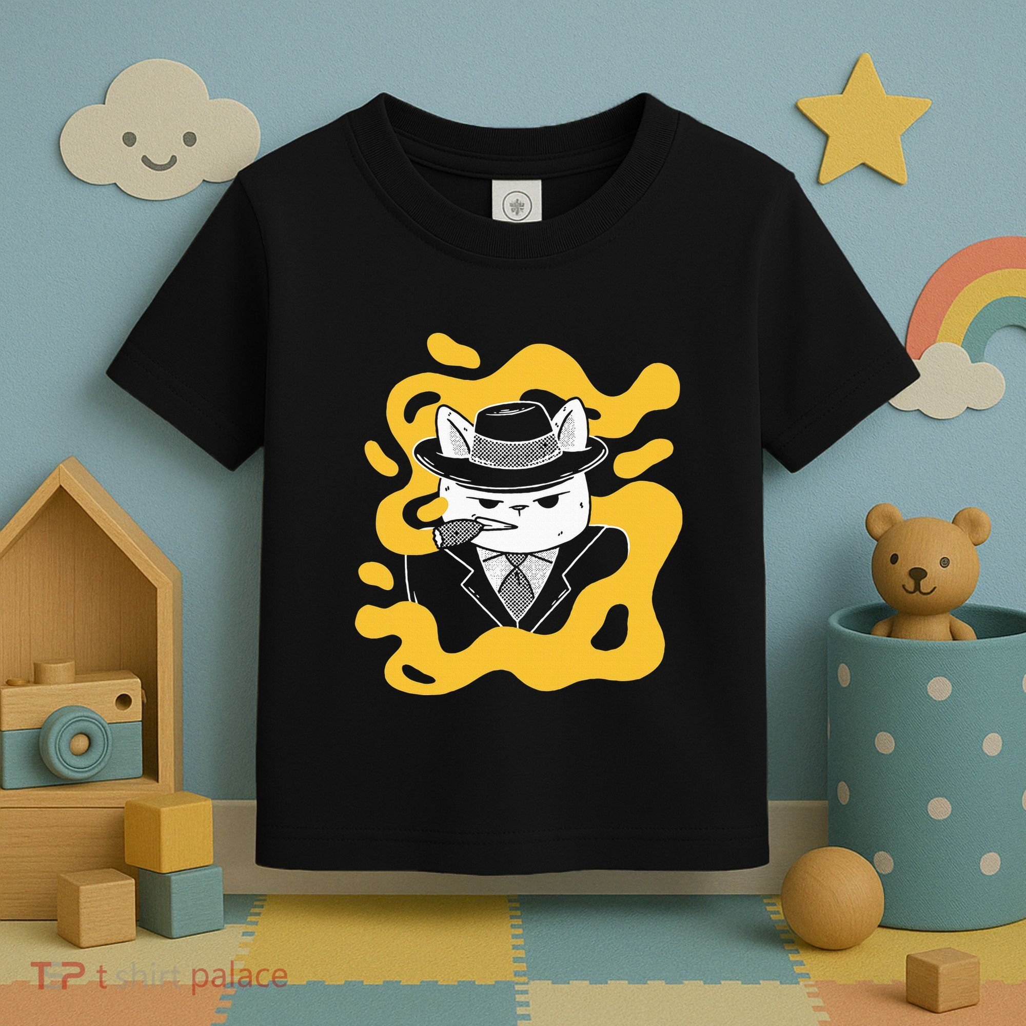 Cool Retro Style Gangster Mob Boss Cat Cigar Toddler T-Shirt