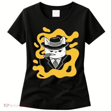 Cool Retro Style Gangster Mob Boss Cat Cigar Women's T-Shirt