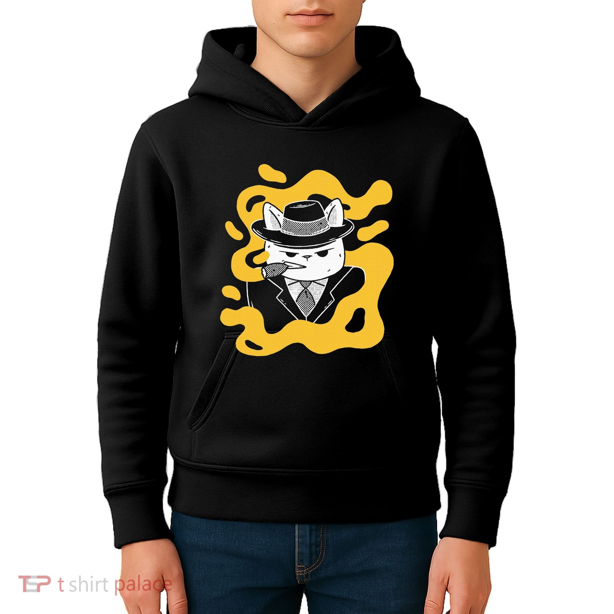 Cool Retro Style Gangster Mob Boss Cat Cigar Kids Hoodie