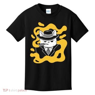 Cool Retro Style Gangster Mob Boss Cat Cigar Kids T-Shirt