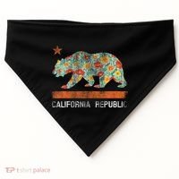 California Republic State Bear Star Poppy Flower La Cali USA-Made Doggie Bandana thumb 0