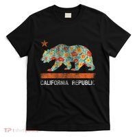 California Republic State Bear Star Poppy Flower La Cali T-Shirt thumb 0