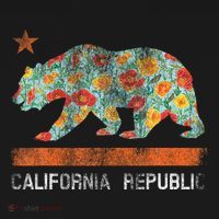 California Republic State Bear Star Poppy Flower La Cali T-Shirt thumb 7
