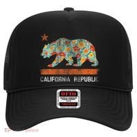 California Republic State Bear Star Poppy Flower La Cali Hat thumb 0