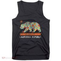 California Republic State Bear Star Poppy Flower La Cali Tank Top thumb 0