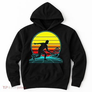 Cool Retro Sunset Vaporwave Racquetball Funny Hoodie
