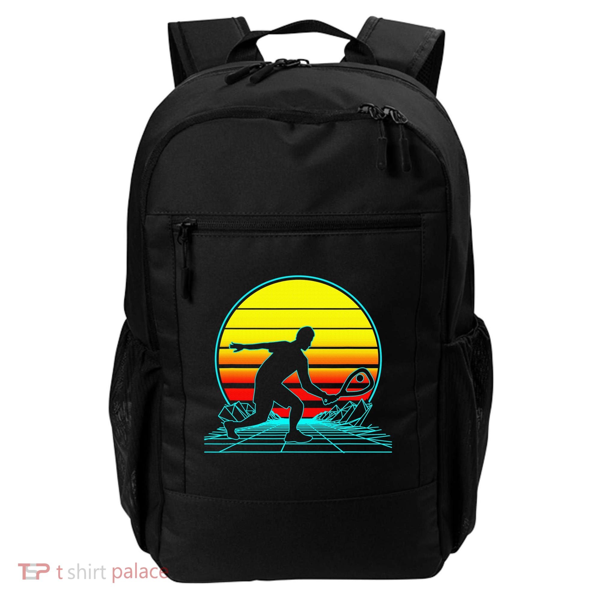 Cool Retro Sunset Vaporwave Racquetball Funny Backpack