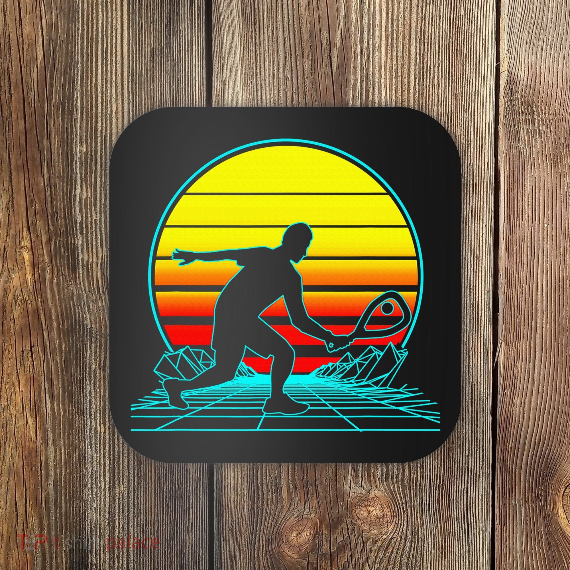 Cool Retro Sunset Vaporwave Racquetball Funny Coaster