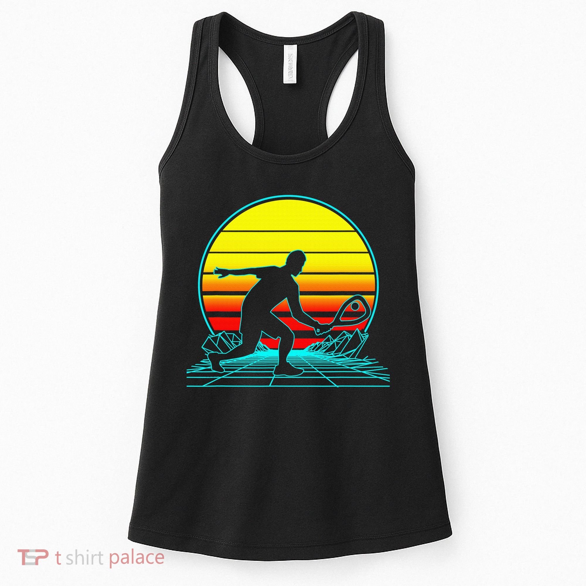 Cool Retro Sunset Vaporwave Racquetball Funny Women's Tank Top