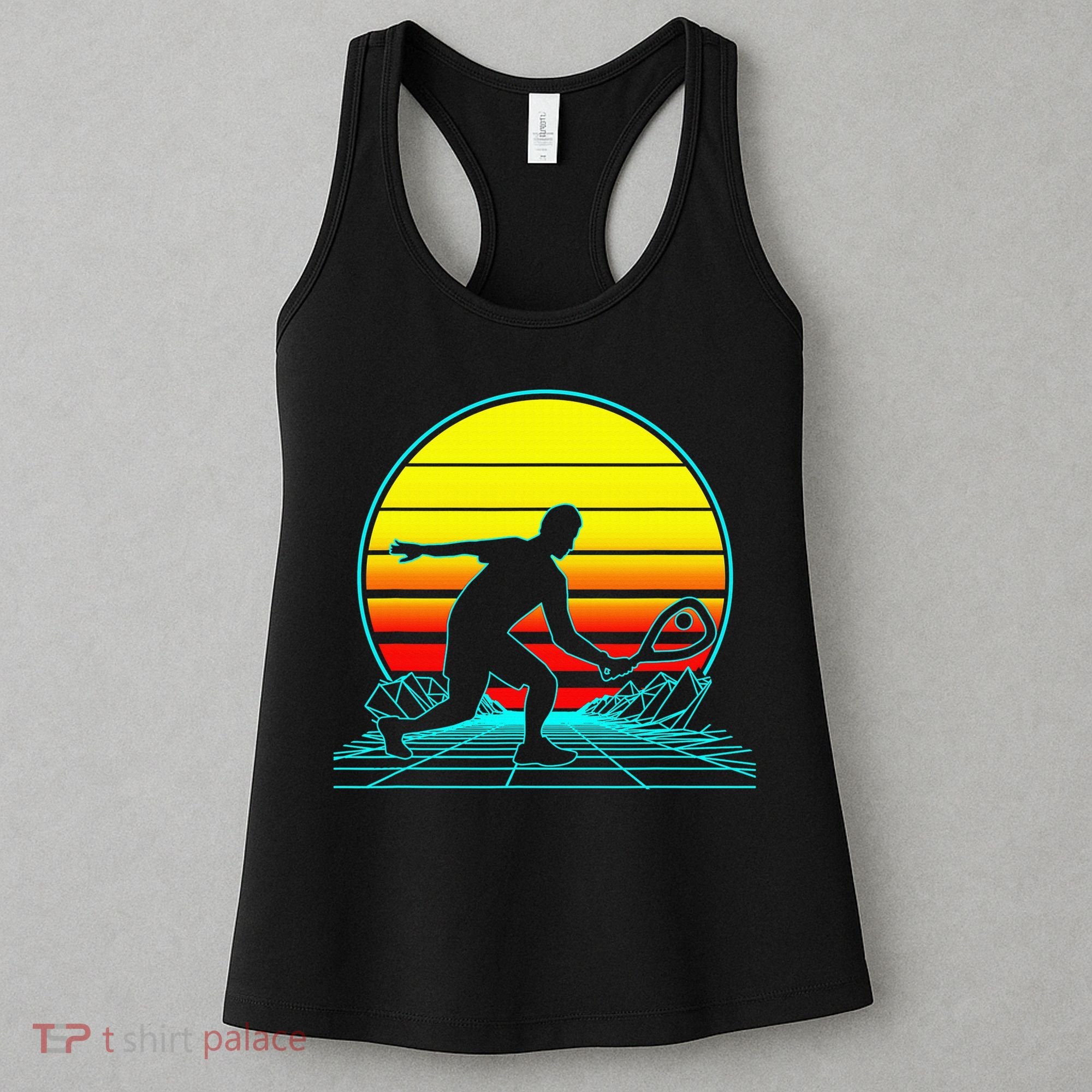 Cool Retro Sunset Vaporwave Racquetball Funny Women's Tank Top
