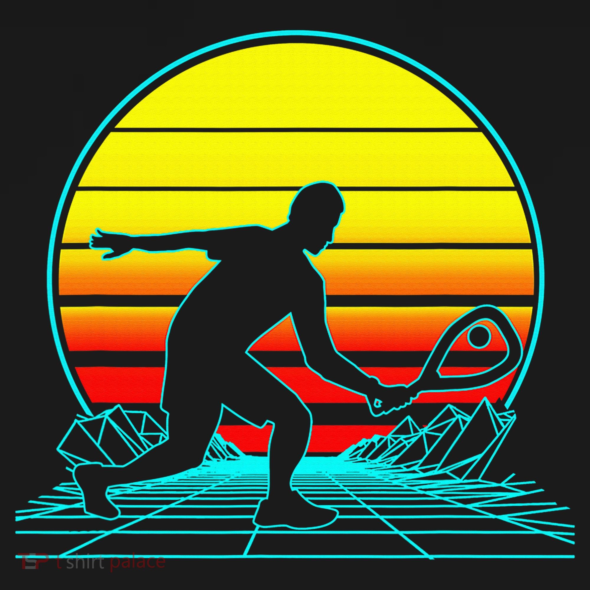 Cool Retro Sunset Vaporwave Racquetball Funny Women's Tank Top