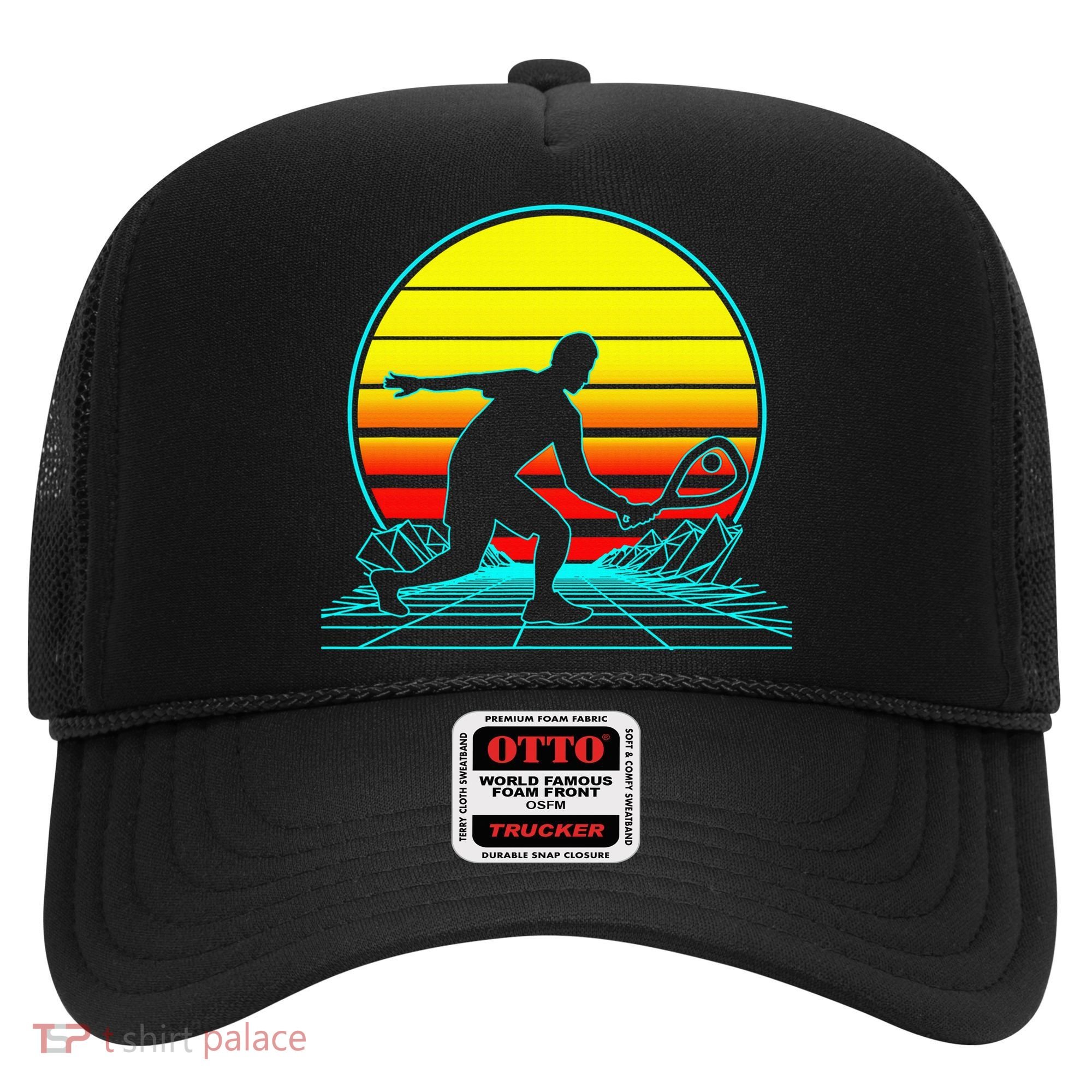 Cool Retro Sunset Vaporwave Racquetball Funny Hat