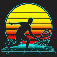 Cool Retro Sunset Vaporwave Racquetball Funny Hat thumb 2