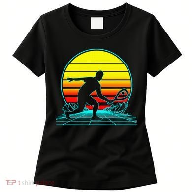 Cool Retro Sunset Vaporwave Racquetball Funny Women's T-Shirt