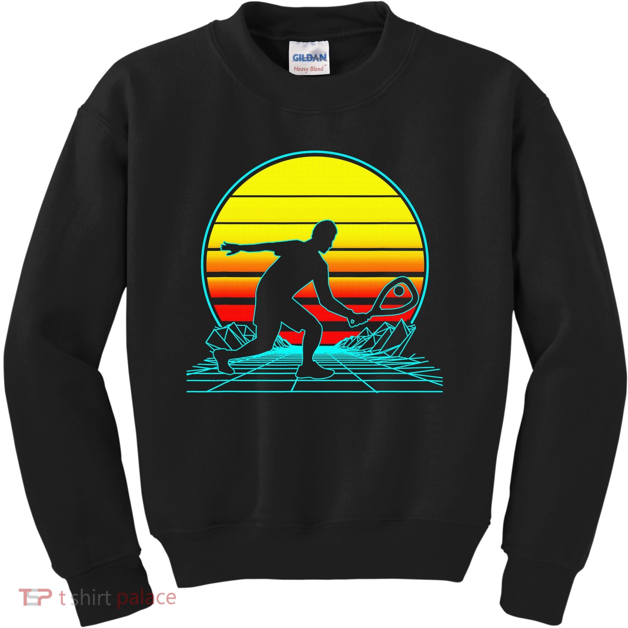 Cool Retro Sunset Vaporwave Racquetball Funny Kids Sweatshirt