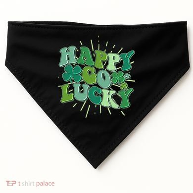 Cute Retro St Patrick's Day Happy Go Lucky USA-Made Doggie Bandana