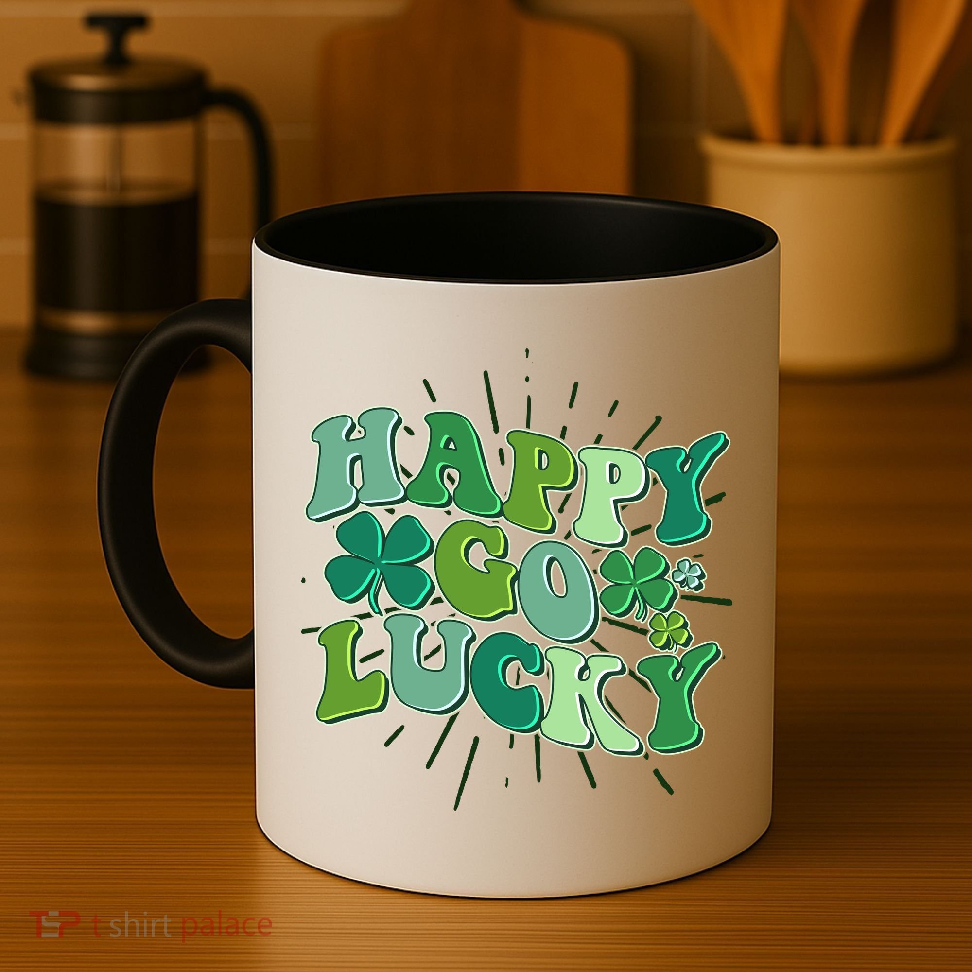 Cute Retro St Patrick's Day Happy Go Lucky Coffee Mug