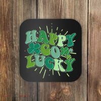 Cute Retro St Patrick's Day Happy Go Lucky Coaster thumb 0