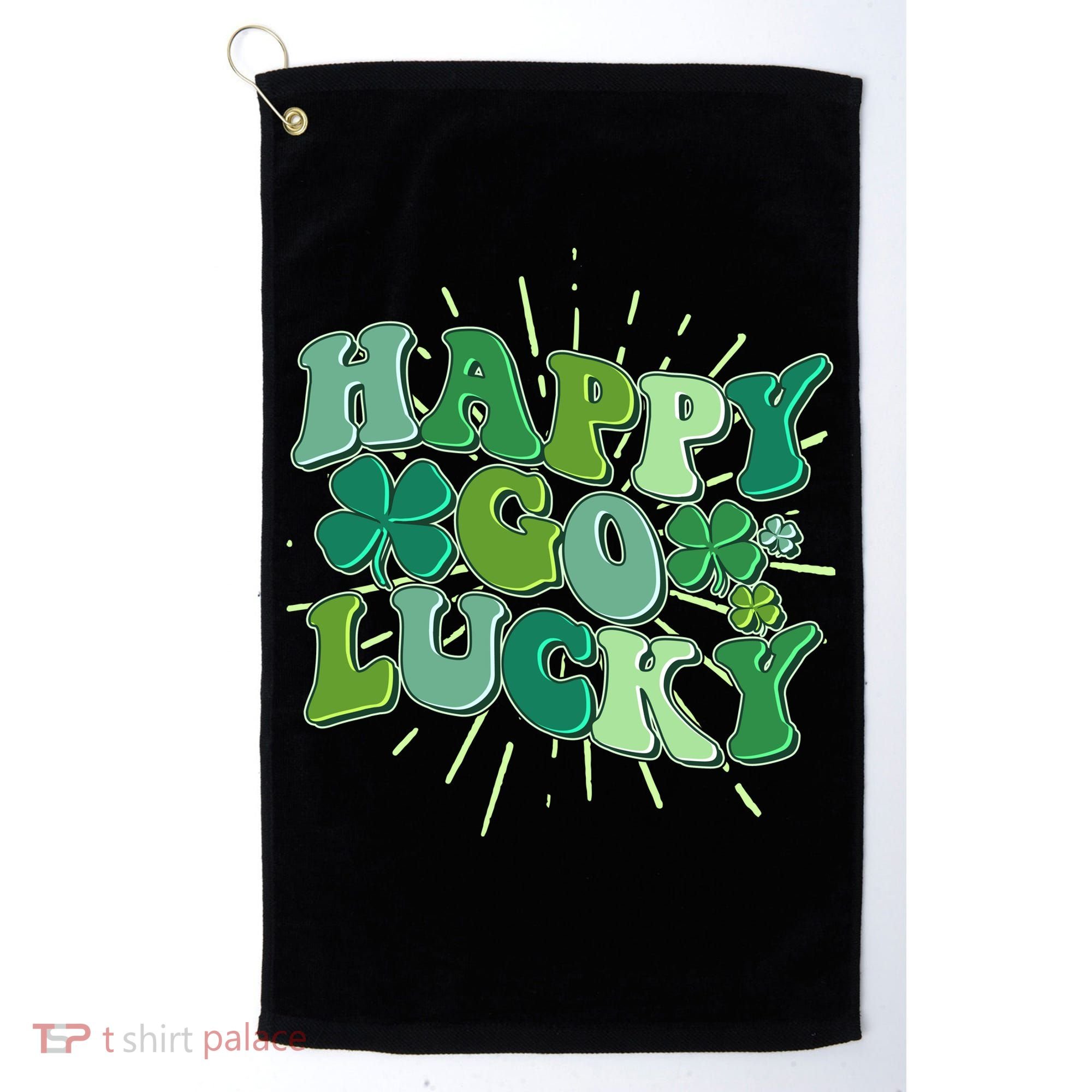 Cute Retro St Patrick's Day Happy Go Lucky Golf Towel