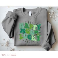 Cute Retro St Patrick's Day Happy Go Lucky Sweatshirt thumb 2