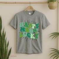 Cute Retro St Patrick's Day Happy Go Lucky T-Shirt thumb 2