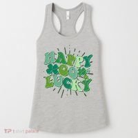 Cute Retro St Patrick's Day Happy Go Lucky Women's Tank Top thumb 0